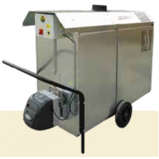 Calefactor de aire caliente agropecuario con chimenea.